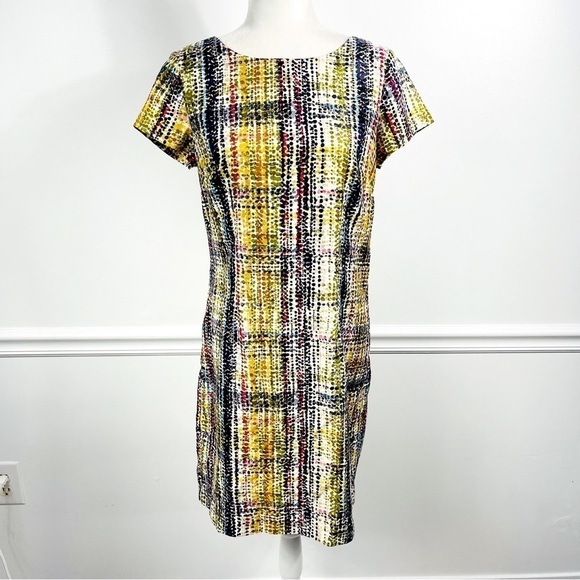 THE LIMITED Multi-Colored Abstract Plaid Short Sleeve Shift Dress - SIZE 6 - Picture 1 of 9